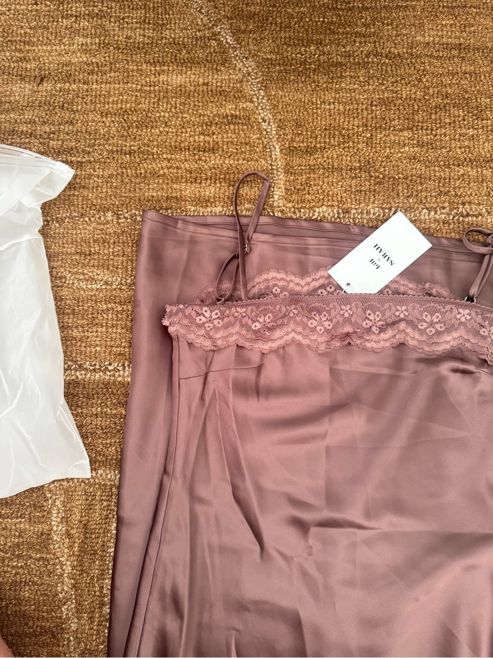 Lace-Trim Maxi Slip Dress in Dusty Mauve